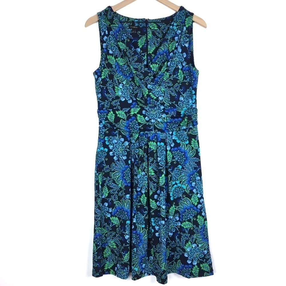 TALBOTS Dress Paisley Floral Sleeveless Summer Wedding Guest Garden Party Size 8